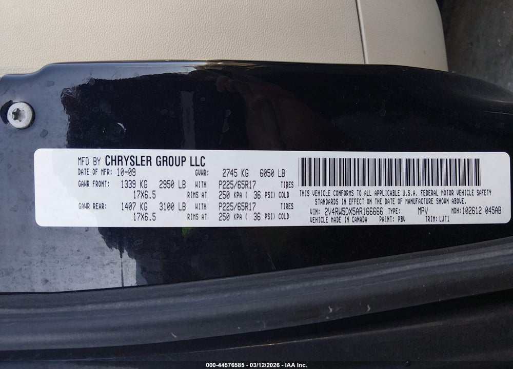 2010 VOLKSWAGEN ROUTAN SEL VIN: 2V4RW5DX5AR166666