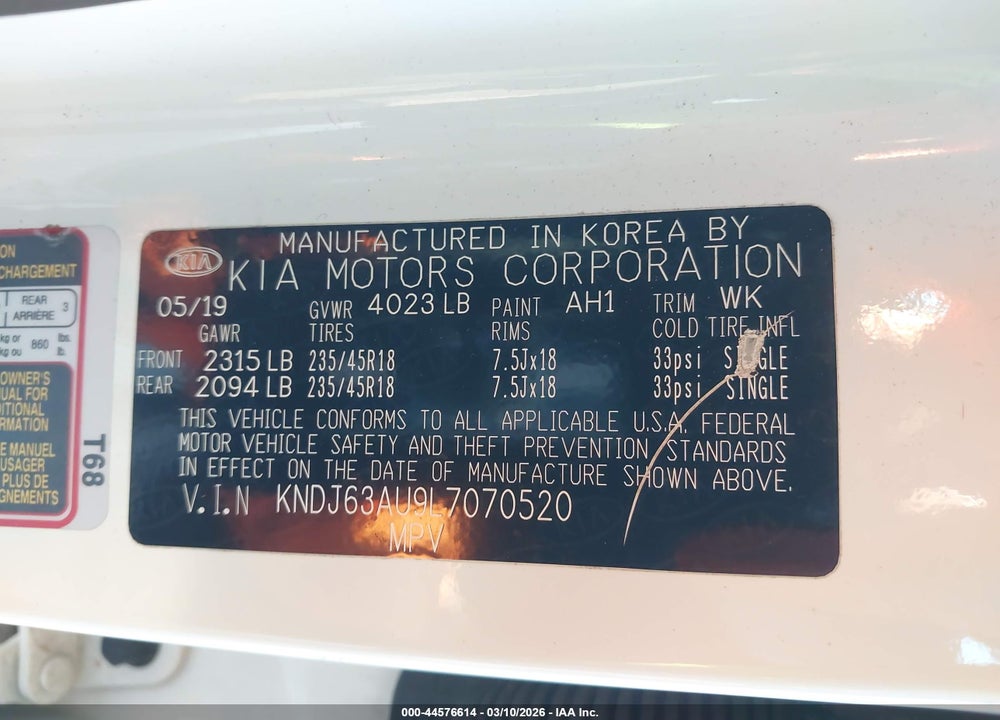 2020 KIA SOUL GT-LINE VIN: KNDJ63AU9L7070520