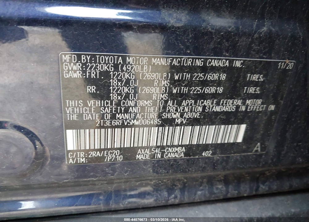 2021 TOYOTA RAV4 HYBRID XSE VIN: 2T3E6RFV5MW006485