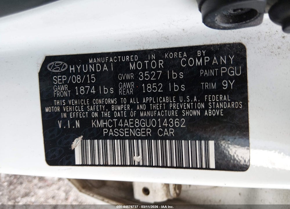 2016 HYUNDAI ACCENT SE VIN: KMHCT4AE8GU014362