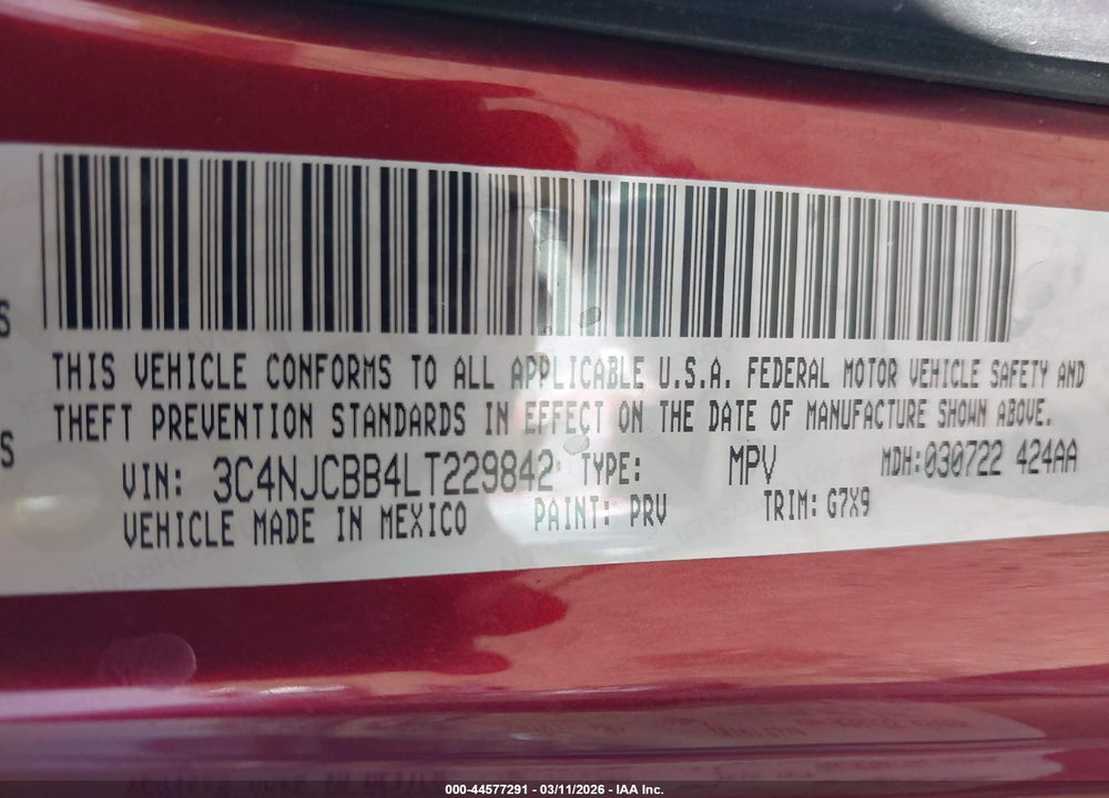 2020 JEEP COMPASS SUN AND SAFETY FWD VIN: 3C4NJCBB4LT229842