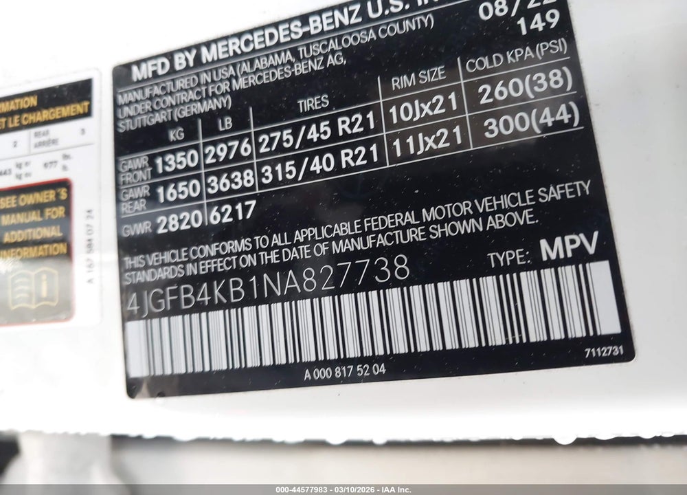 2022 MERCEDES-BENZ GLE 350 4MATIC VIN: 4JGFB4KB1NA827738