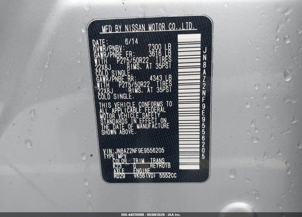 2014 INFINITI QX80 VIN: JN8AZ2NF9E9556205
