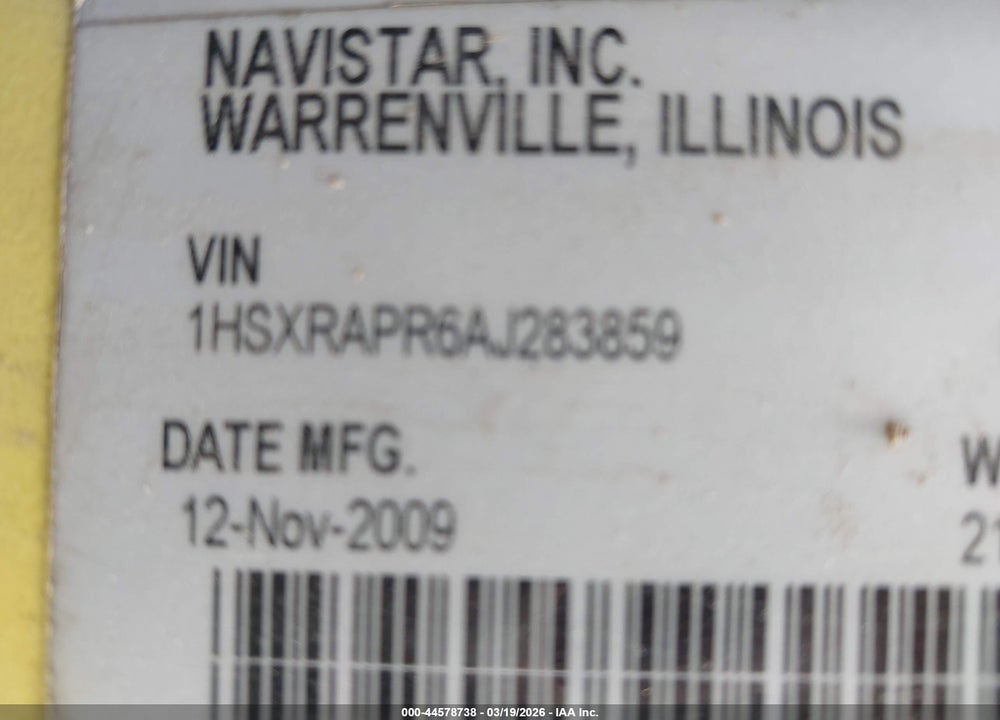 2010 INTERNATIONAL 5900 5900I VIN: 1HSXRAPR6AJ283859