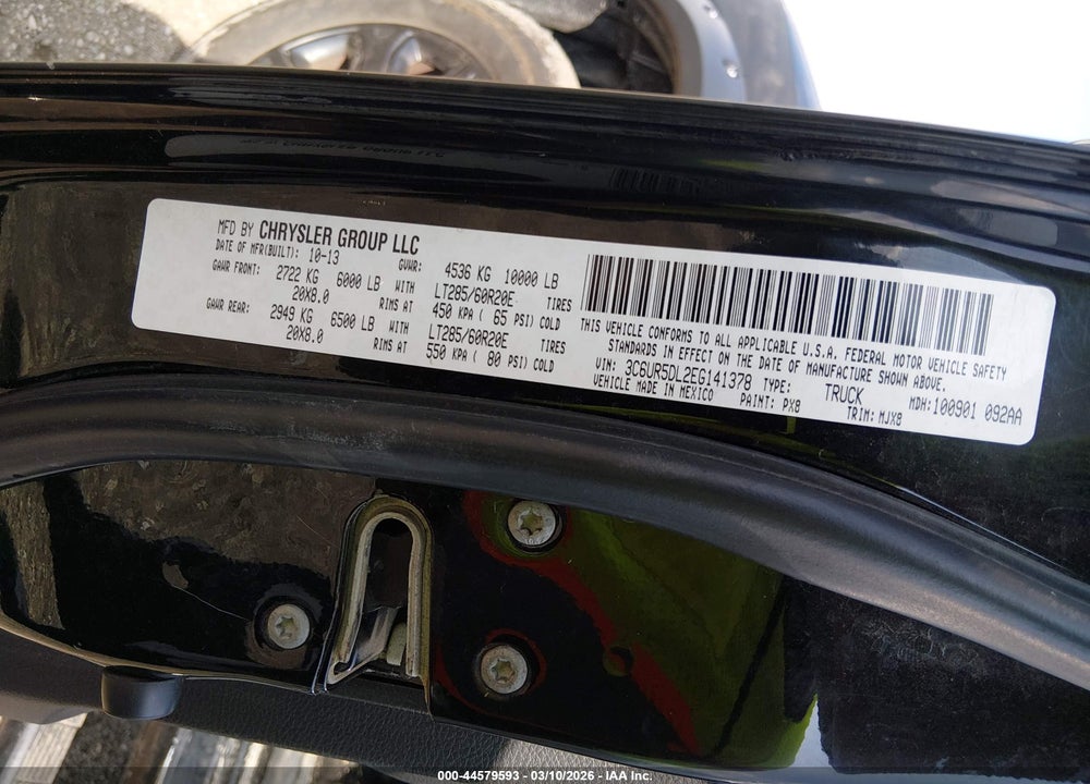 2014 RAM 2500 BIG HORN VIN: 3C6UR5DL2EG141378