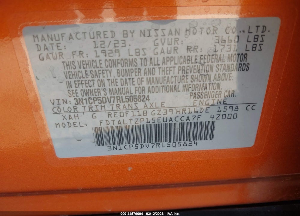 2024 NISSAN KICKS SR VIN: 3N1CP5DV7RL505824