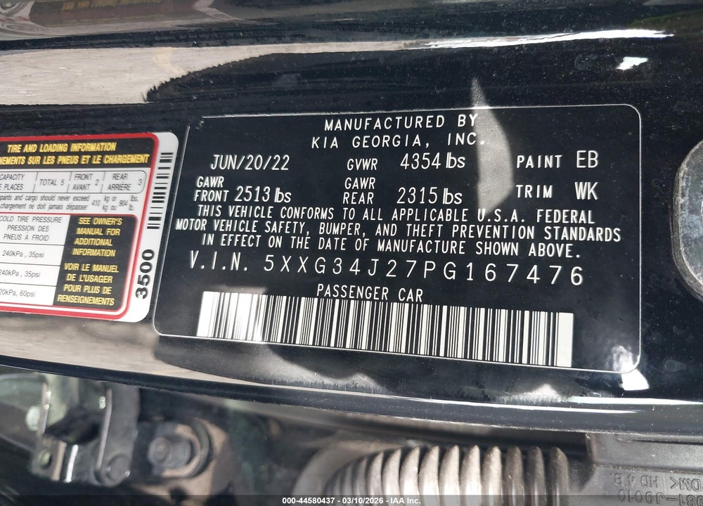 2023 KIA K5 EX VIN: 5XXG34J27PG167476