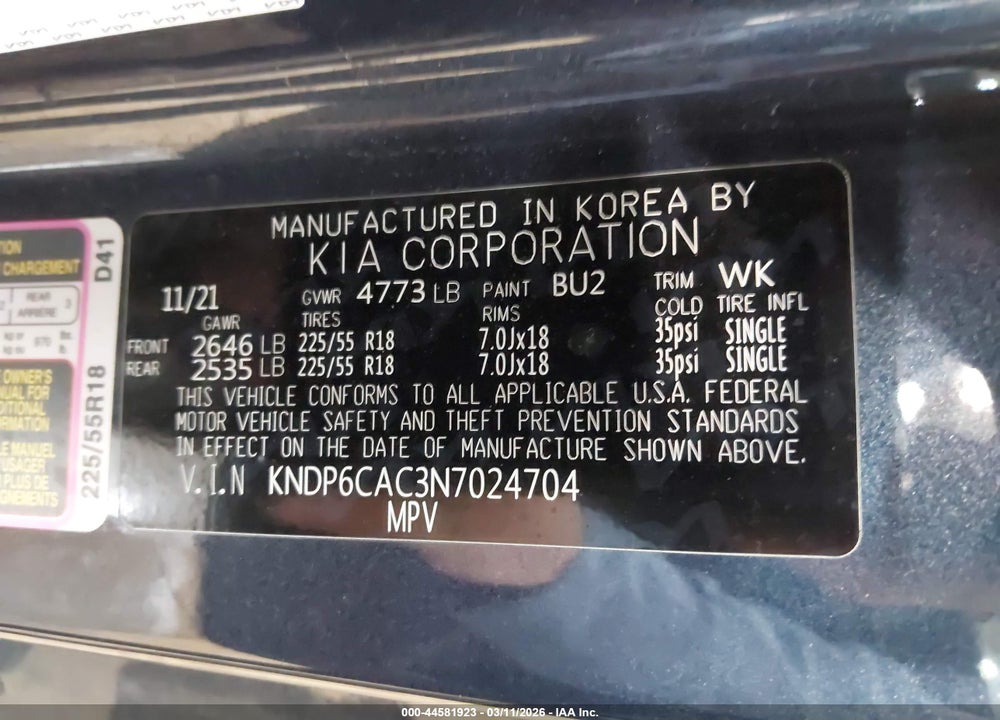 2022 KIA SPORTAGE NIGHTFALL EDITION VIN: KNDP6CAC3N7024704