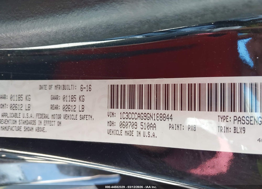 2016 CHRYSLER 200 LIMITED PLATINUM VIN: 1C3CCCAG9GN188844