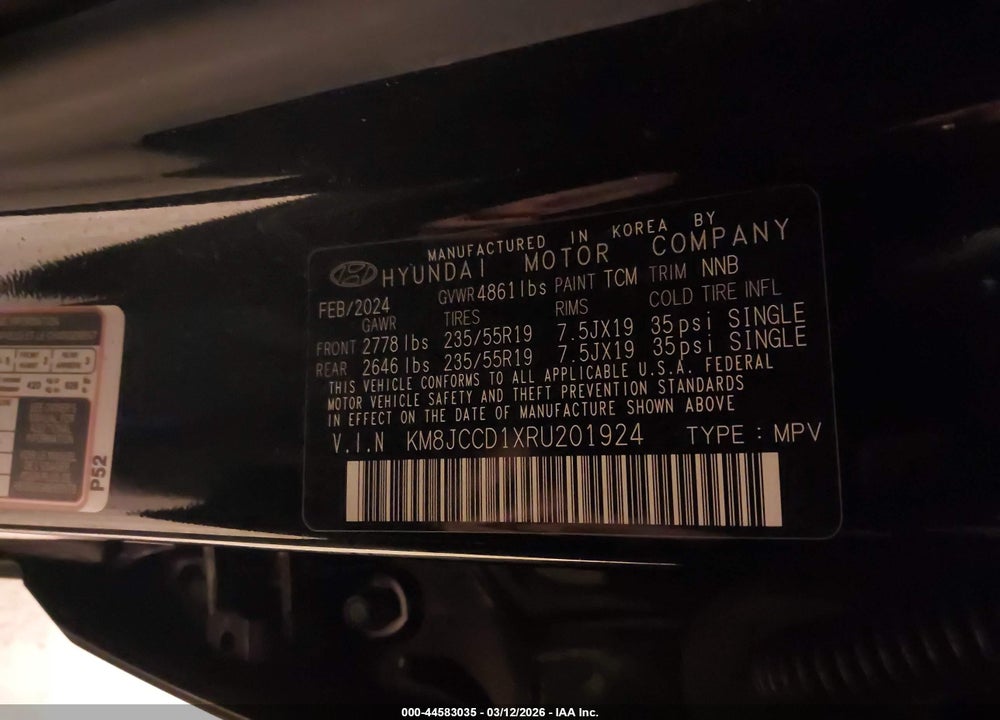 2024 HYUNDAI TUCSON HYBRID SEL CONVENIENCE VIN: KM8JCCD1XRU201924