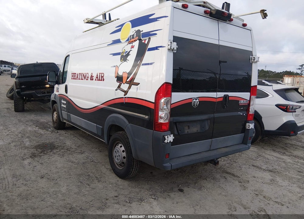 2018 RAM PROMASTER 2500 HIGH ROOF 136 WB VIN: 3C6TRVCGXJE101202