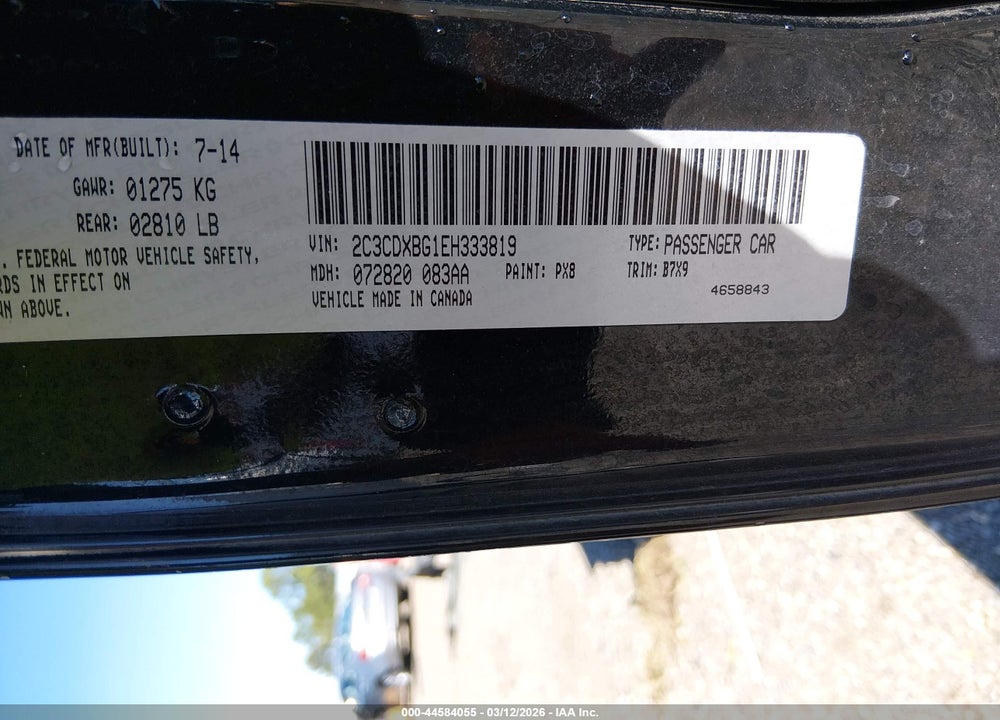 2014 DODGE CHARGER SE VIN: 2C3CDXBG1EH333819