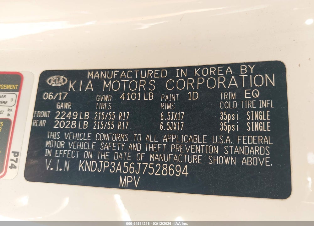 2018 KIA SOUL + VIN: KNDJP3A56J7528694