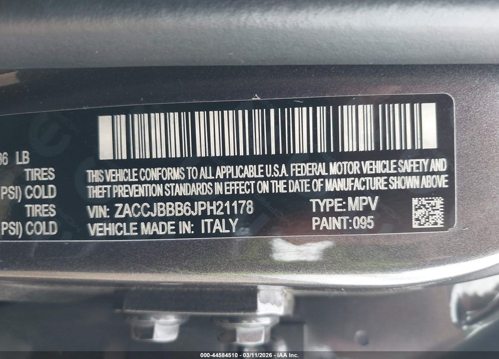 2018 JEEP RENEGADE LATITUDE 4X4 VIN: ZACCJBBB6JPH21178
