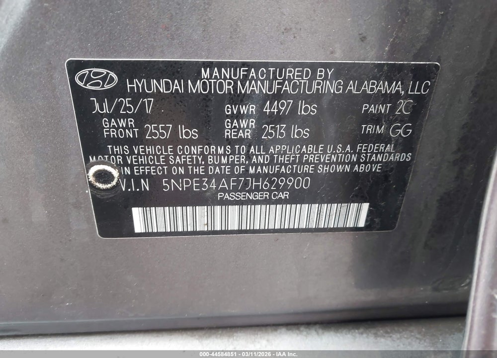 2018 HYUNDAI SONATA SEL VIN: 5NPE34AF7JH629900