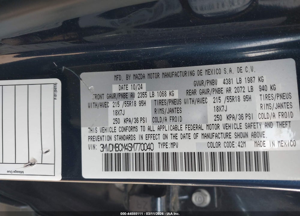 2025 MAZDA CX-30 2.5 S PREFERRED PACKAGE VIN: 3MVDMBCM4SM770040
