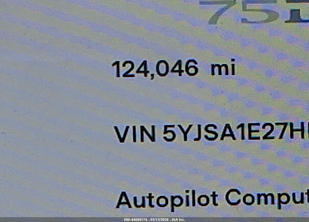 2017 TESLA MODEL S 100D/60D/75D/90D/P100D VIN: 5YJSA1E27HF198451