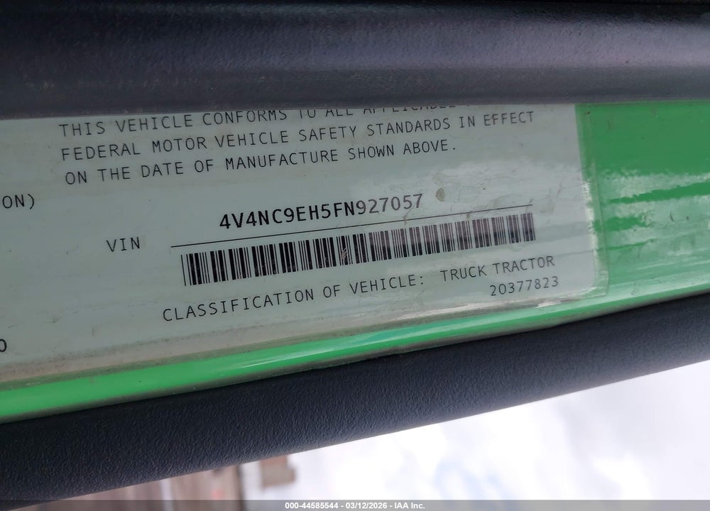 2015 VOLVO VN VNL VIN: 4V4NC9EH5FN927057