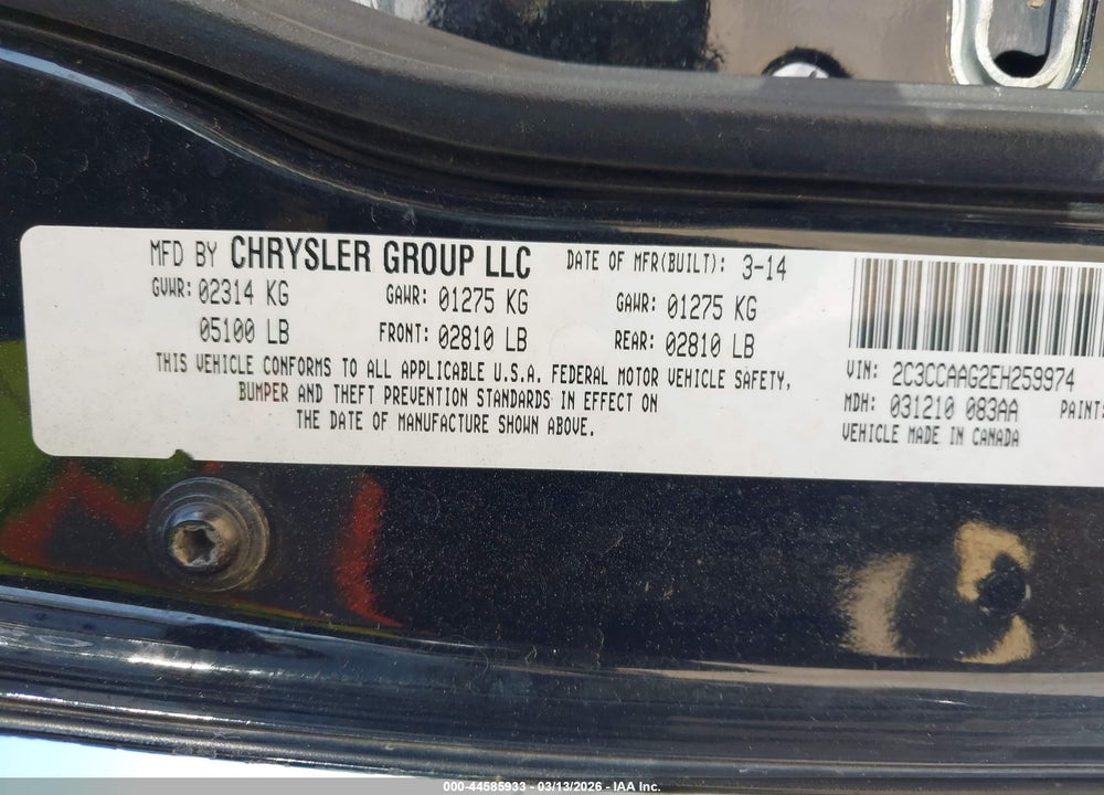2014 CHRYSLER 300 UPTOWN EDITION VIN: 2C3CCAAG2EH259974