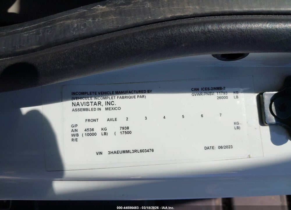 2024 INTERNATIONAL MV VIN: 3HAEUMML3RL603476