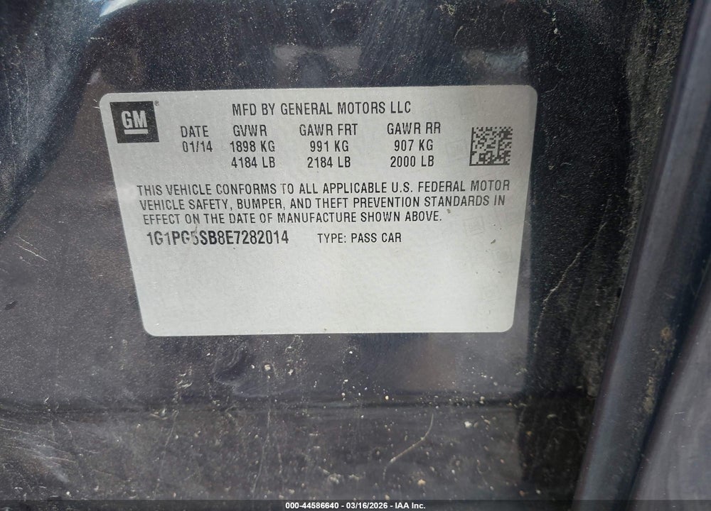 2014 CHEVROLET CRUZE LTZ VIN: 1G1PG5SB8E7282014