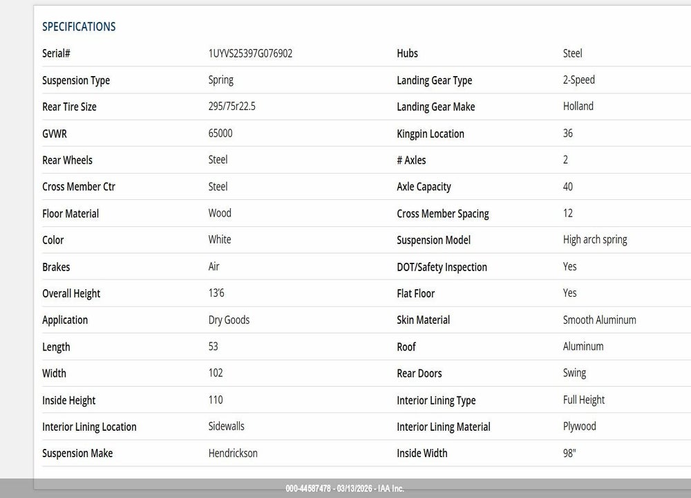 2007 UTILITY TRAILER MFG VIN: 1UYVS25397G076902