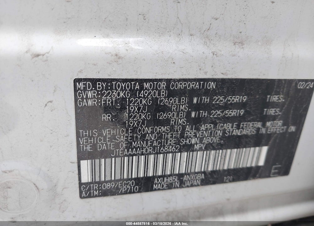 2024 TOYOTA VENZA NIGHTSHADE EDITION VIN: JTEAAAAH0RJ168462