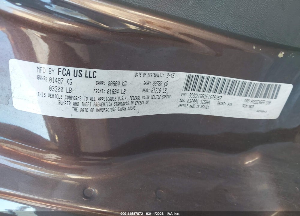 2015 FIAT 500 SPORT VIN: 3C3CFFBR1FT676757