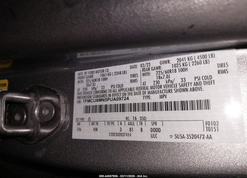2023 FORD ESCAPE ST-LINE VIN: 1FMCU9MN5PUA09724