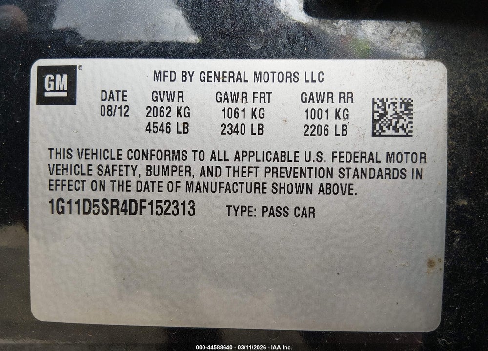 2013 CHEVROLET MALIBU ECO VIN: 1G11D5SR4DF152313