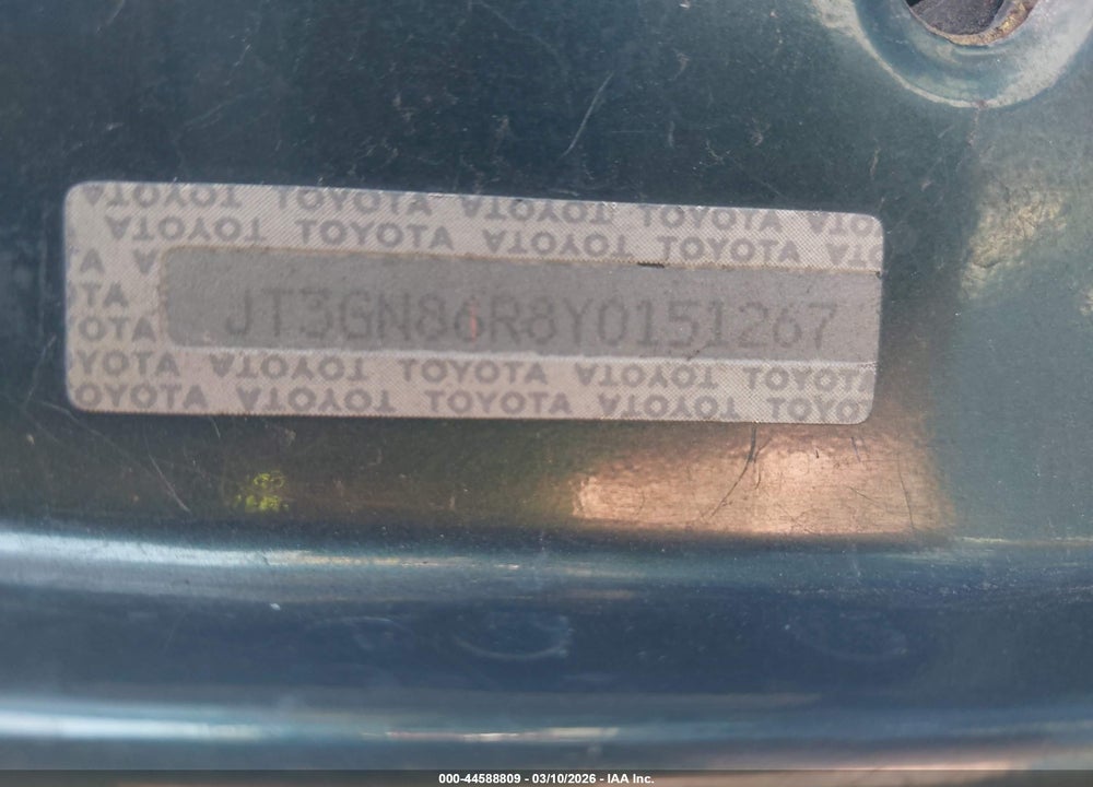 2000 TOYOTA 4RUNNER SR5 V6 VIN: JT3GN86R8Y0151267