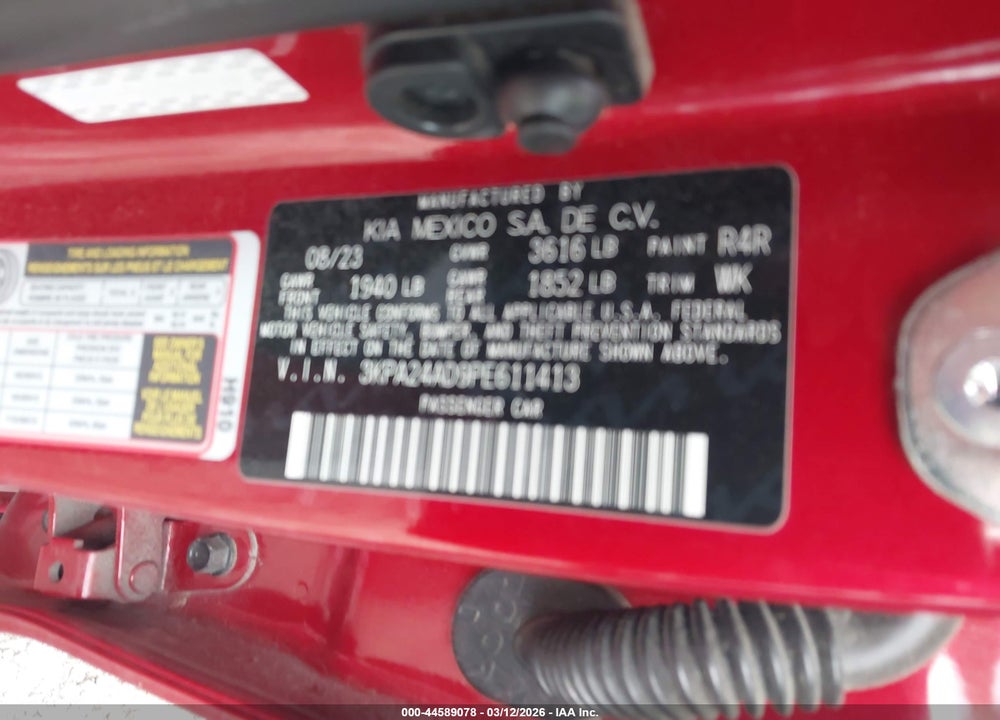 2023 KIA RIO S VIN: 3KPA24AD9PE611413