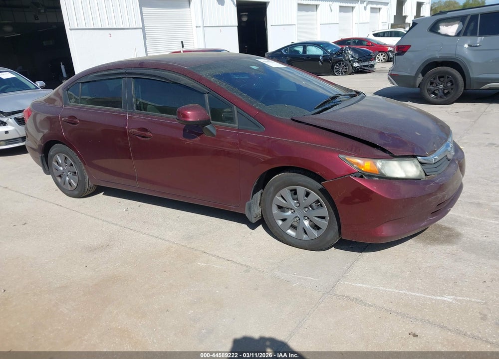 2012 HONDA CIVIC LX VIN: 19XFB2F54CE098688
