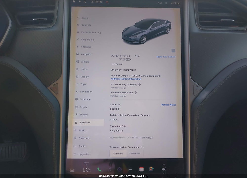 2018 TESLA MODEL S 100D/75D/P100D VIN: 5YJSA1E28JF272207