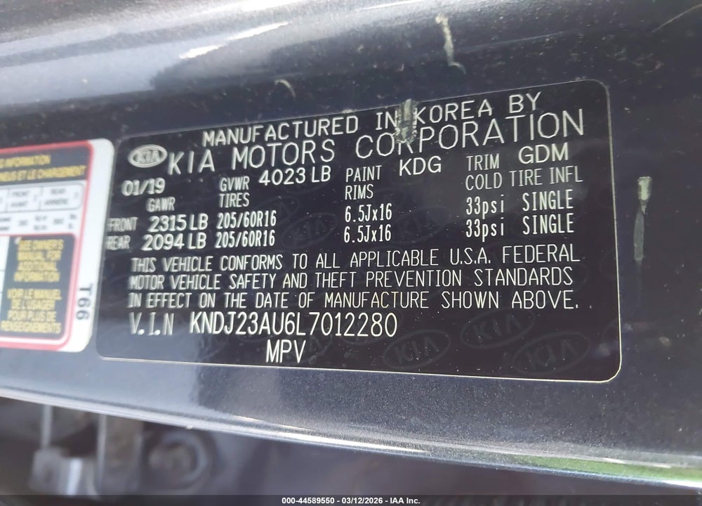 2020 KIA SOUL LX VIN: KNDJ23AU6L7012280