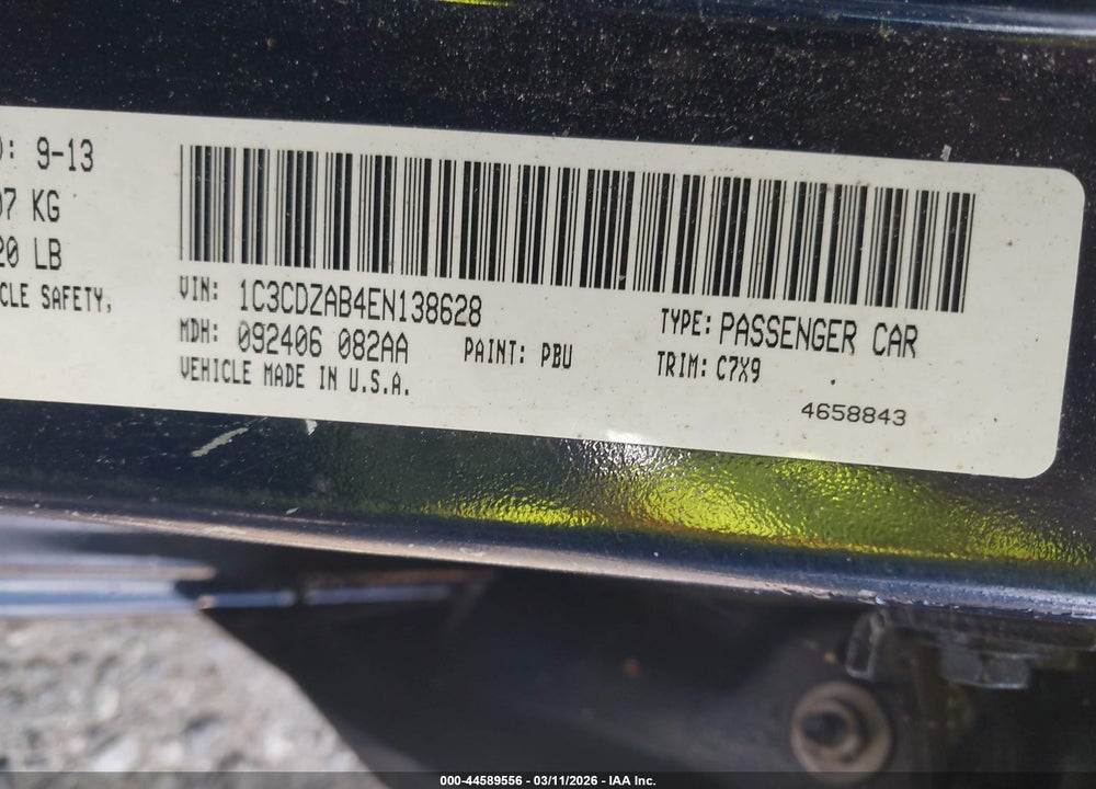 2014 DODGE AVENGER SE VIN: 1C3CDZAB4EN138628
