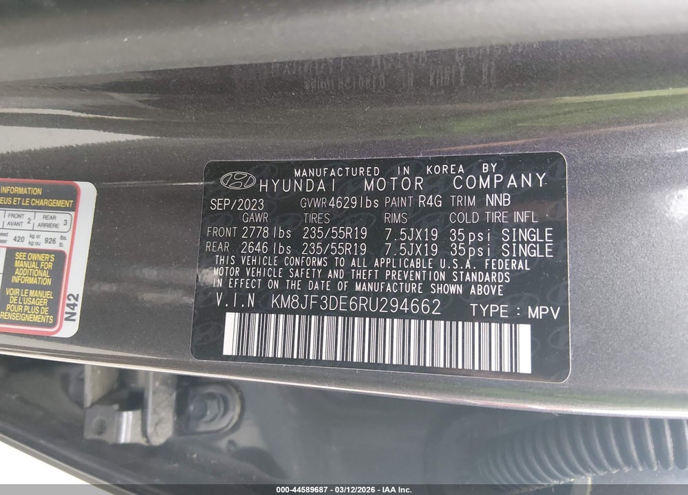 2024 HYUNDAI TUCSON XRT VIN: KM8JF3DE6RU294662