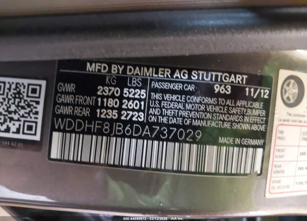 2013 MERCEDES-BENZ E 350 4MATIC VIN: WDDHF8JB6DA737029