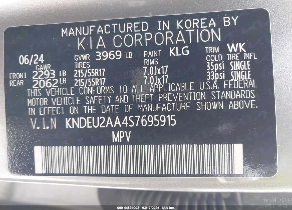 2025 KIA SELTOS S VIN: KNDEU2AA4S7695915