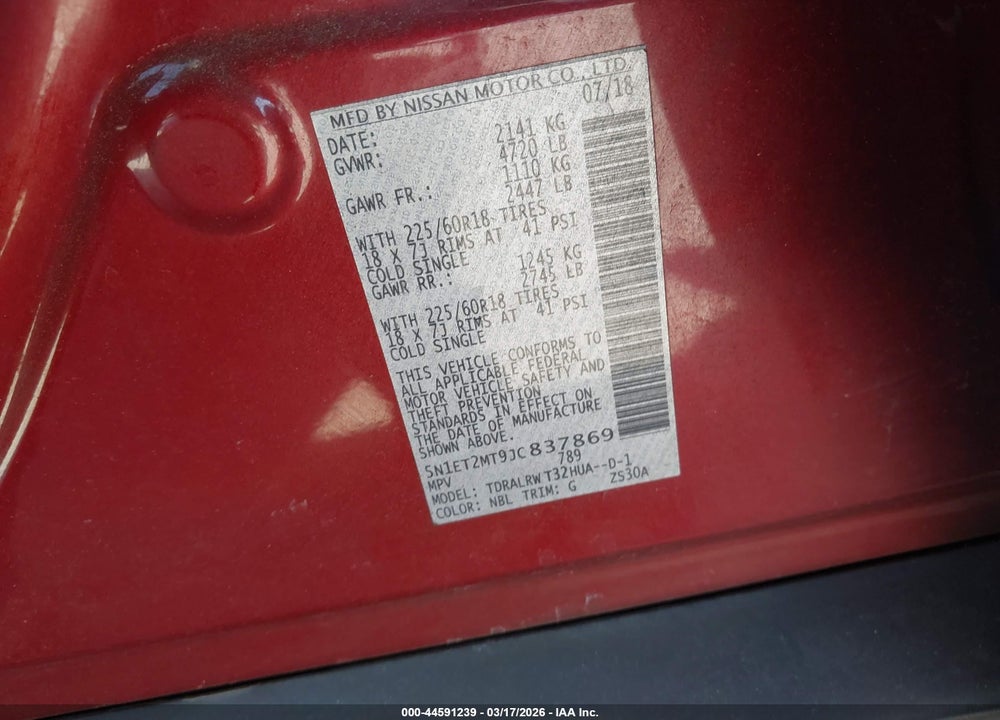 2018 NISSAN ROGUE HYBRID SL VIN: 5N1ET2MT9JC837869