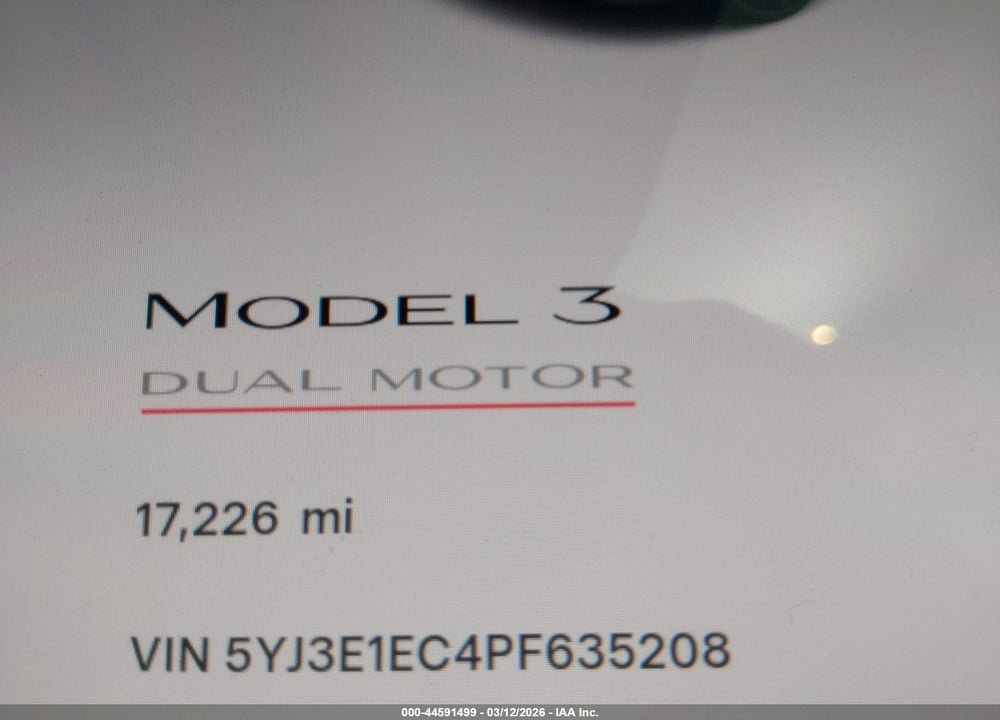 2023 TESLA MODEL 3 PERFORMANCE DUAL MOTOR ALL-WHEEL DRIVE VIN: 5YJ3E1EC4PF635208