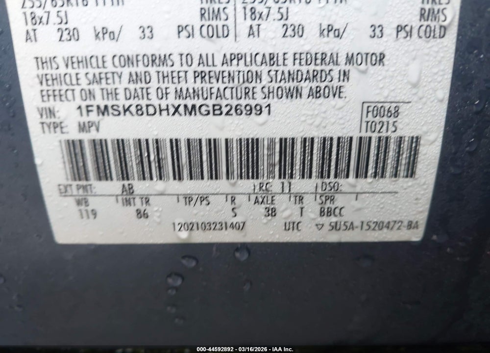 2021 FORD EXPLORER XLT VIN: 1FMSK8DHXMGB26991