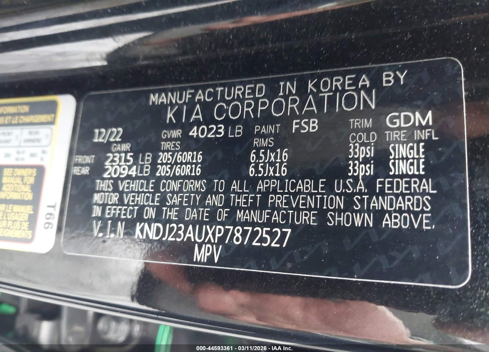 2023 KIA SOUL LX VIN: KNDJ23AUXP7872527
