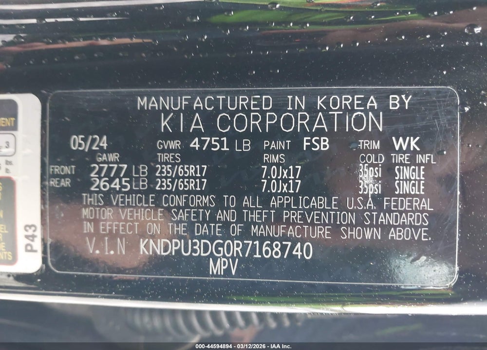 2024 KIA SPORTAGE HYBRID LX VIN: KNDPU3DG0R7168740