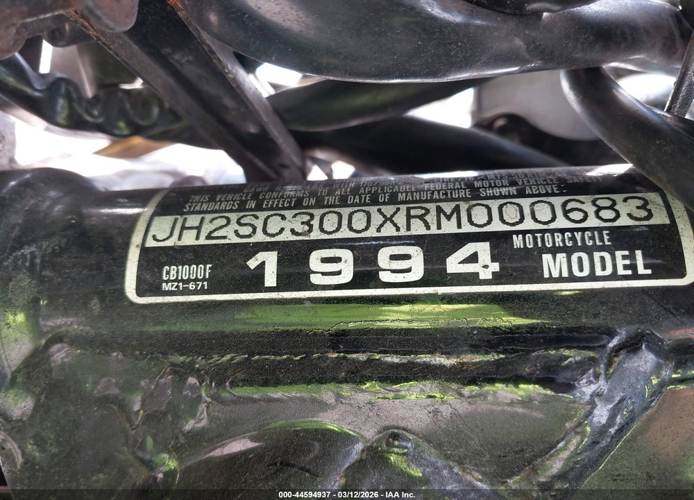 1994 HONDA CB1000 VIN: JH2SC300XRM000683