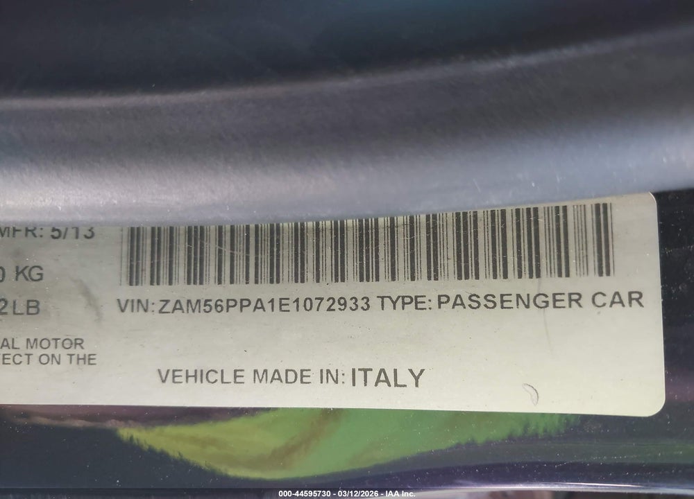 2014 MASERATI QUATTROPORTE GTS VIN: ZAM56PPA1E1072933