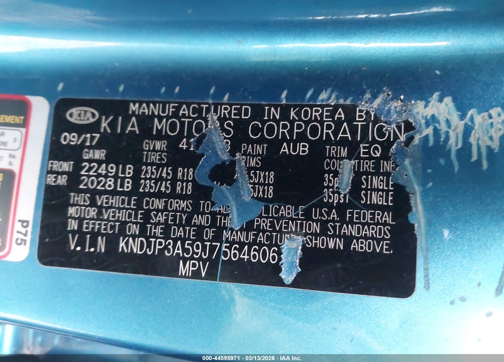 2018 KIA SOUL + VIN: KNDJP3A59J7564606