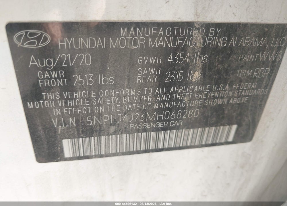 2021 HYUNDAI SONATA SEL PLUS VIN: 5NPEJ4J23MH068280