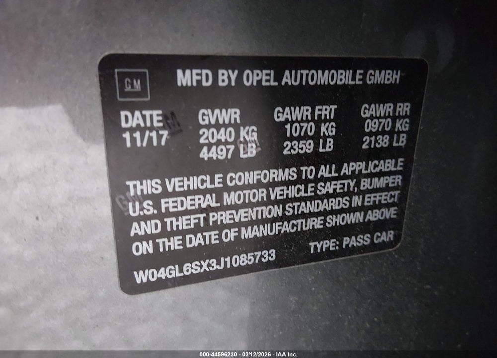 2018 BUICK REGAL SPORTBACK PREFERRED VIN: W04GL6SX3J1085733