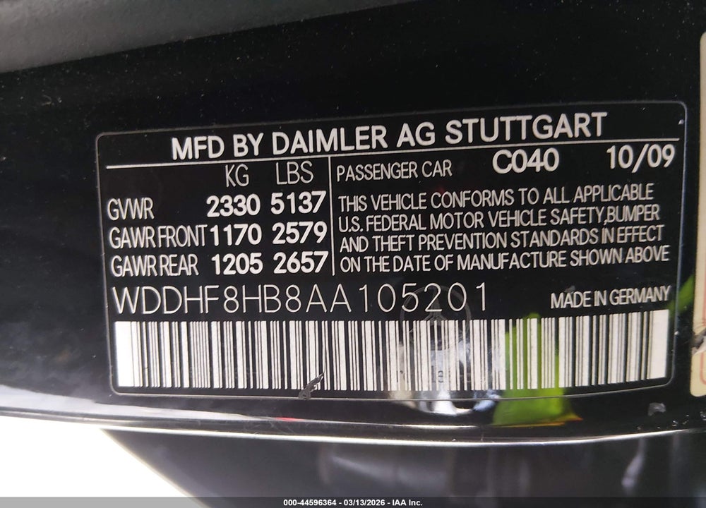 2010 MERCEDES-BENZ E 350 4MATIC VIN: WDDHF8HB8AA105201